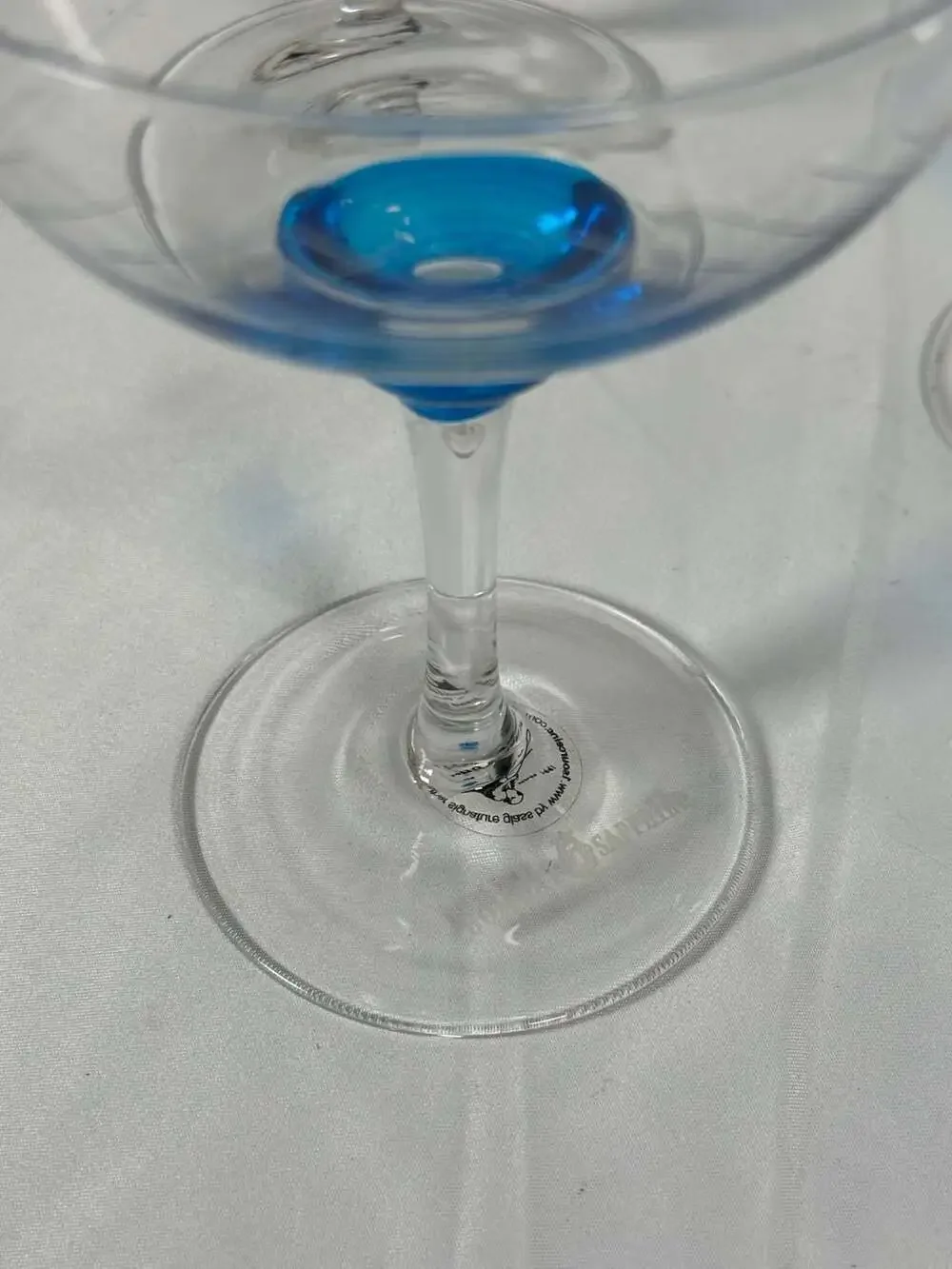Bombay Sapphire Hand Blown Etched Martini Coupe Cocktail Glasses
